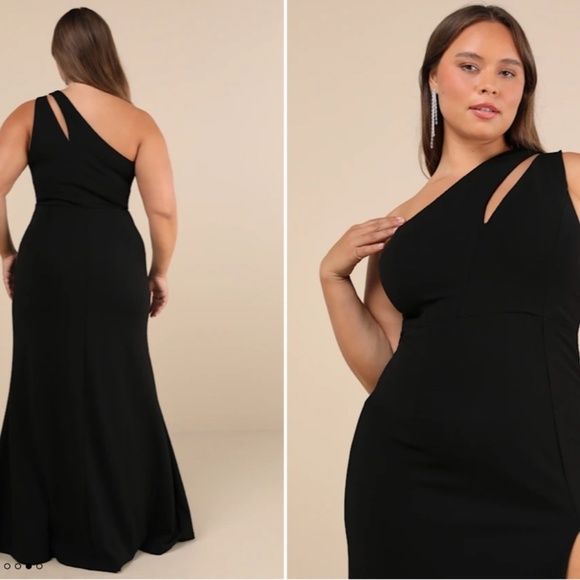 LULU's Sexy Prom Wedding Bridesmaid One Shoulder Chic Mermaid Maxi Dress - Picture 6 of 8